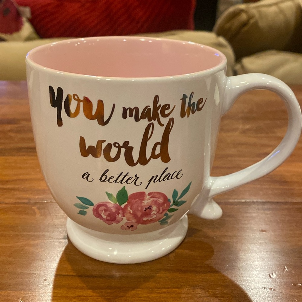 NEW Sheffield Home Mug You Make The World A Better Place Pink Flower Mothers Day